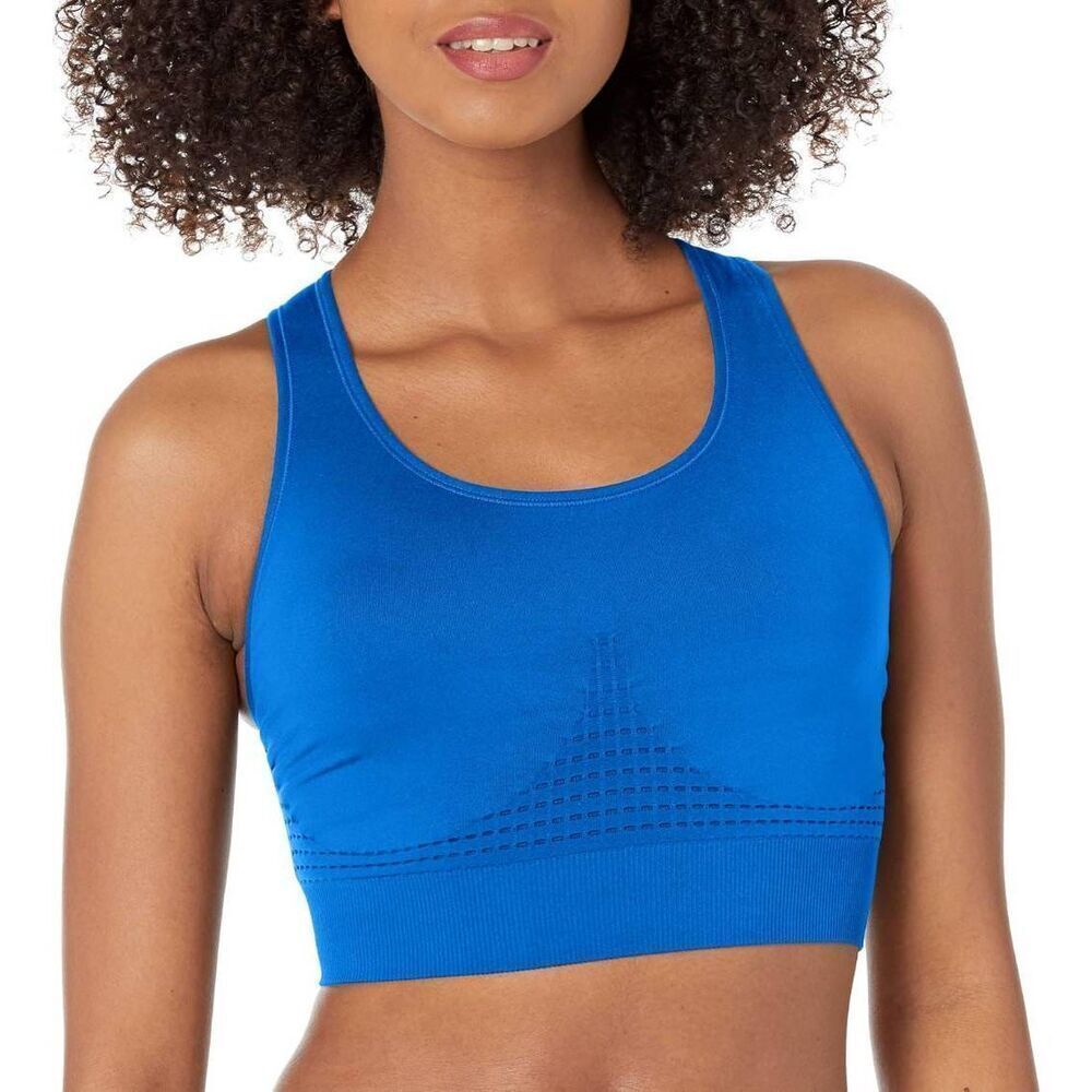 Sweaty Betty blue stamina longline workout seamless sports bra small athletic